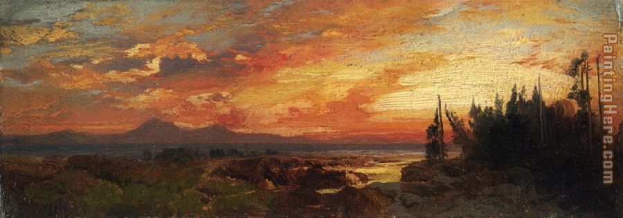 Sunset on the Great Salt Lake, Utah painting - Thomas Moran Sunset on the Great Salt Lake, Utah art painting